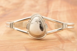 Genuine White Buffalo Turquoise Navajo Bracelet